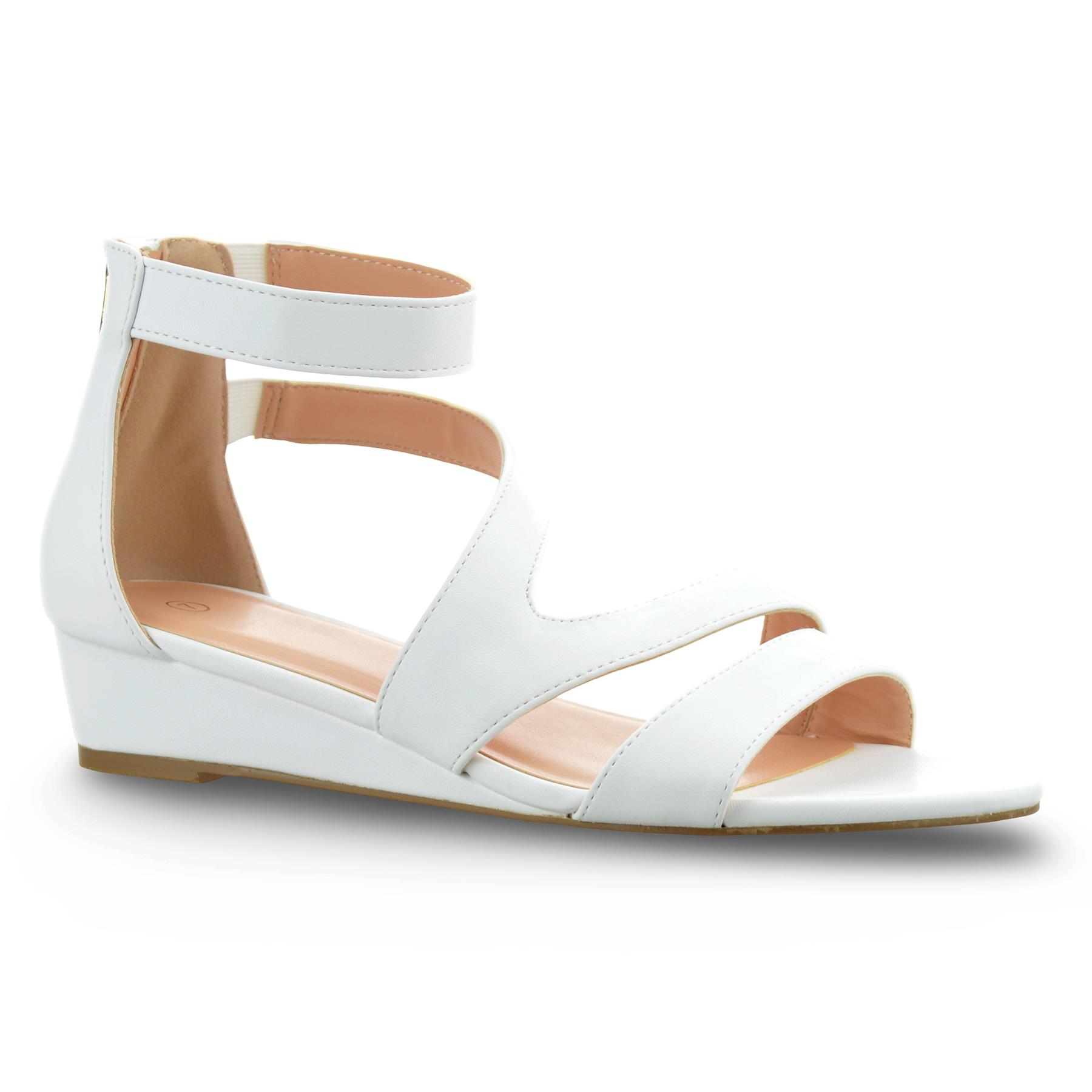Ladies Womens Mid Wedge Heel Zip Up Gladiator Summer Strappy Sandals Shoes Size - Picture 33 of 39