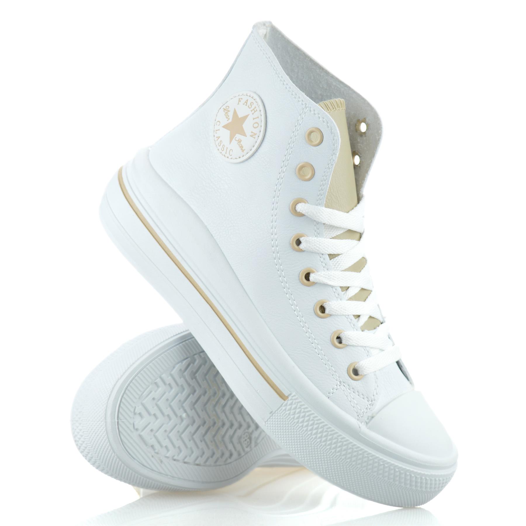 Ladies Womens Casual Hi Top Faux Leather Walking Gym Sports Trainers Shoes Size - Picture 32 of 32