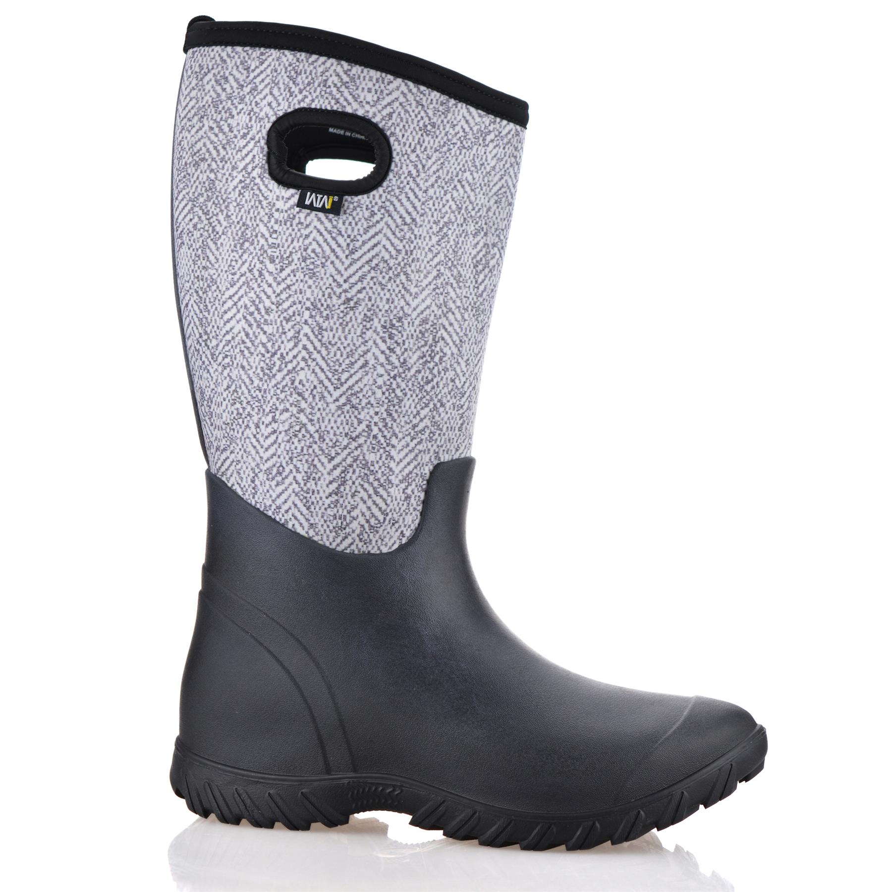 Womens Waterproof Neoprene Wellies Winter Rain Snow Wellington Boots Shoes Size - Picture 19 of 23