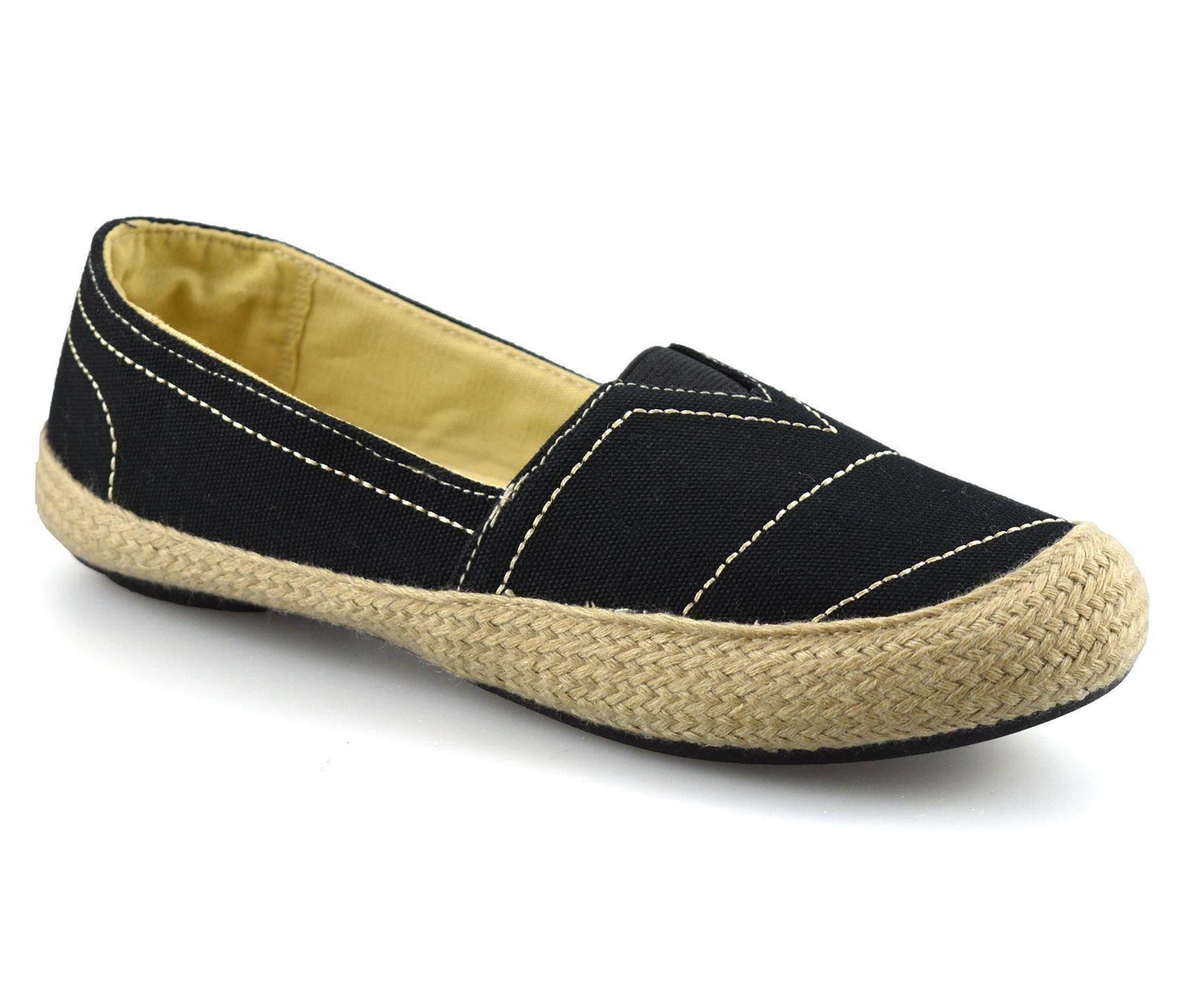 Zapatos de salón planos de lona para damas y mujeres talla - Imagen 12 de 25
