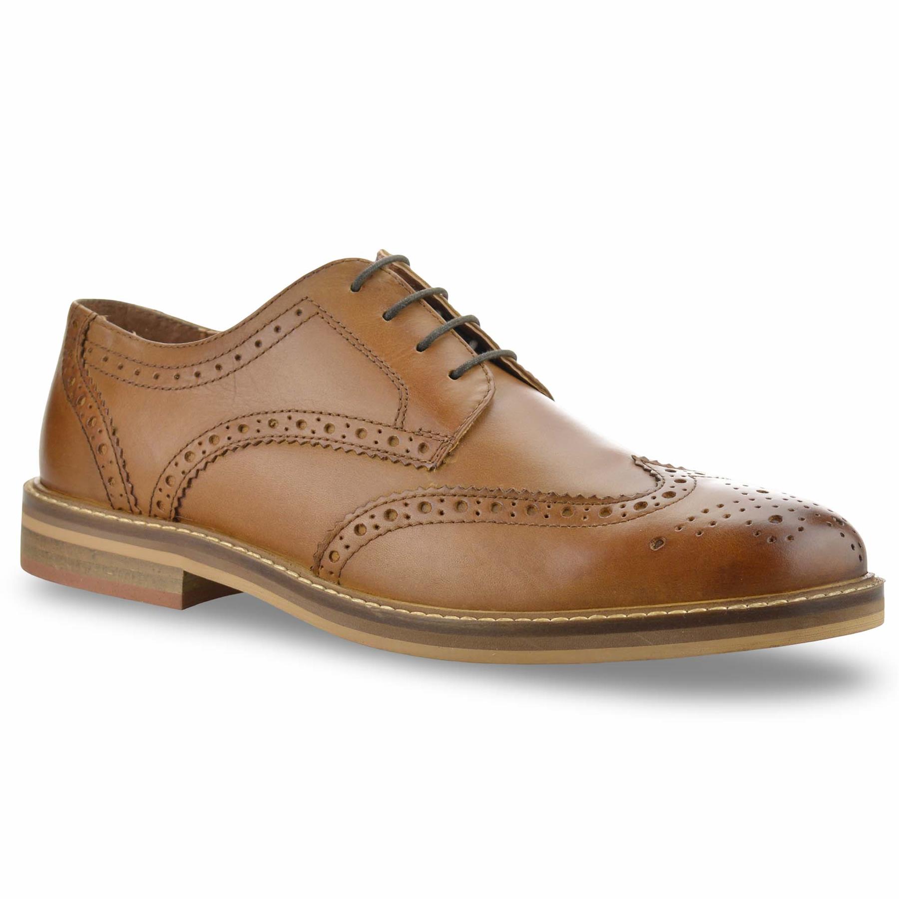 Mens Leather Brogue Shoes Smart Casual Lace Up Work Office Formal Brogues Size - Picture 13 of 27