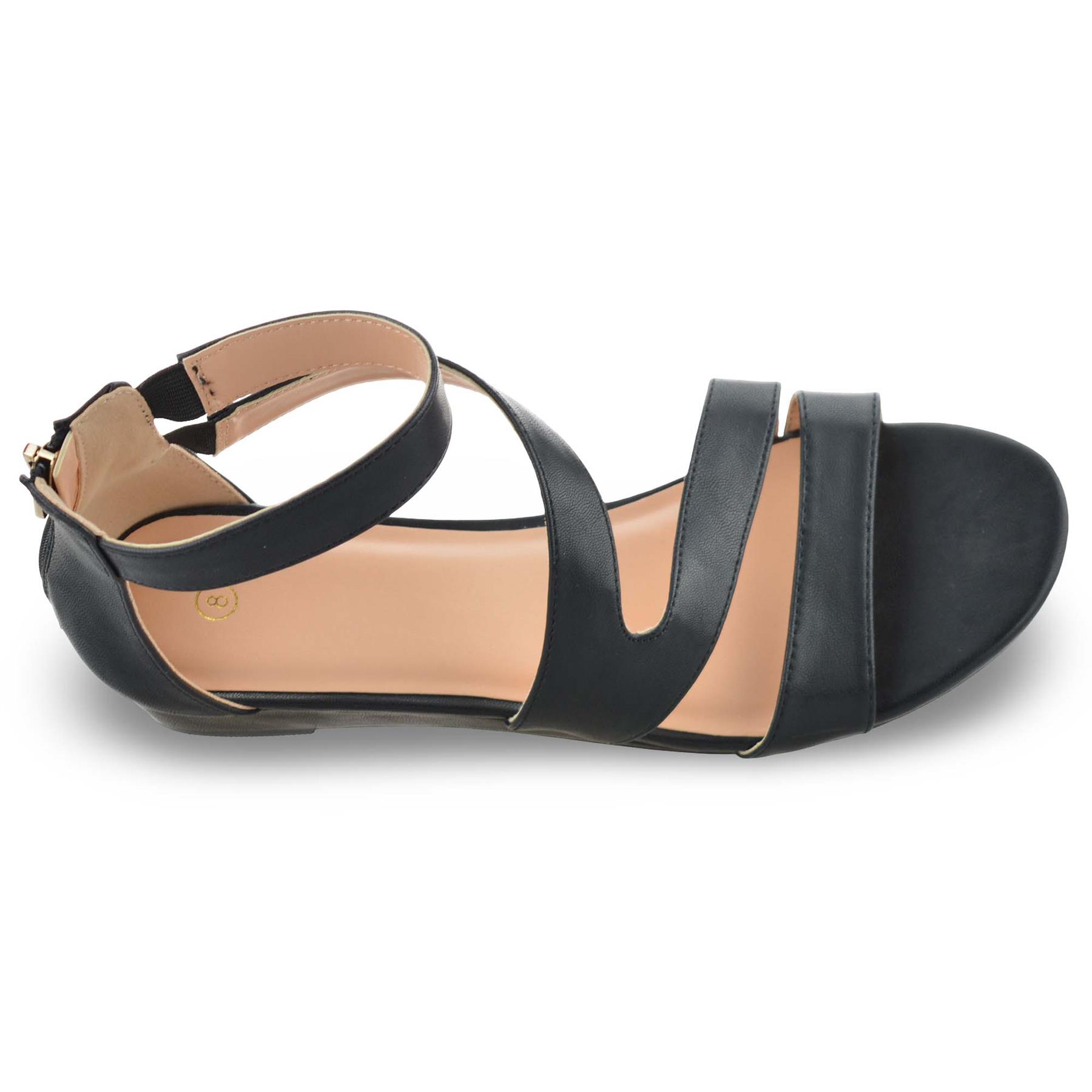 Ladies Womens Mid Wedge Heel Zip Up Gladiator Summer Strappy Sandals Shoes Size - Picture 17 of 39