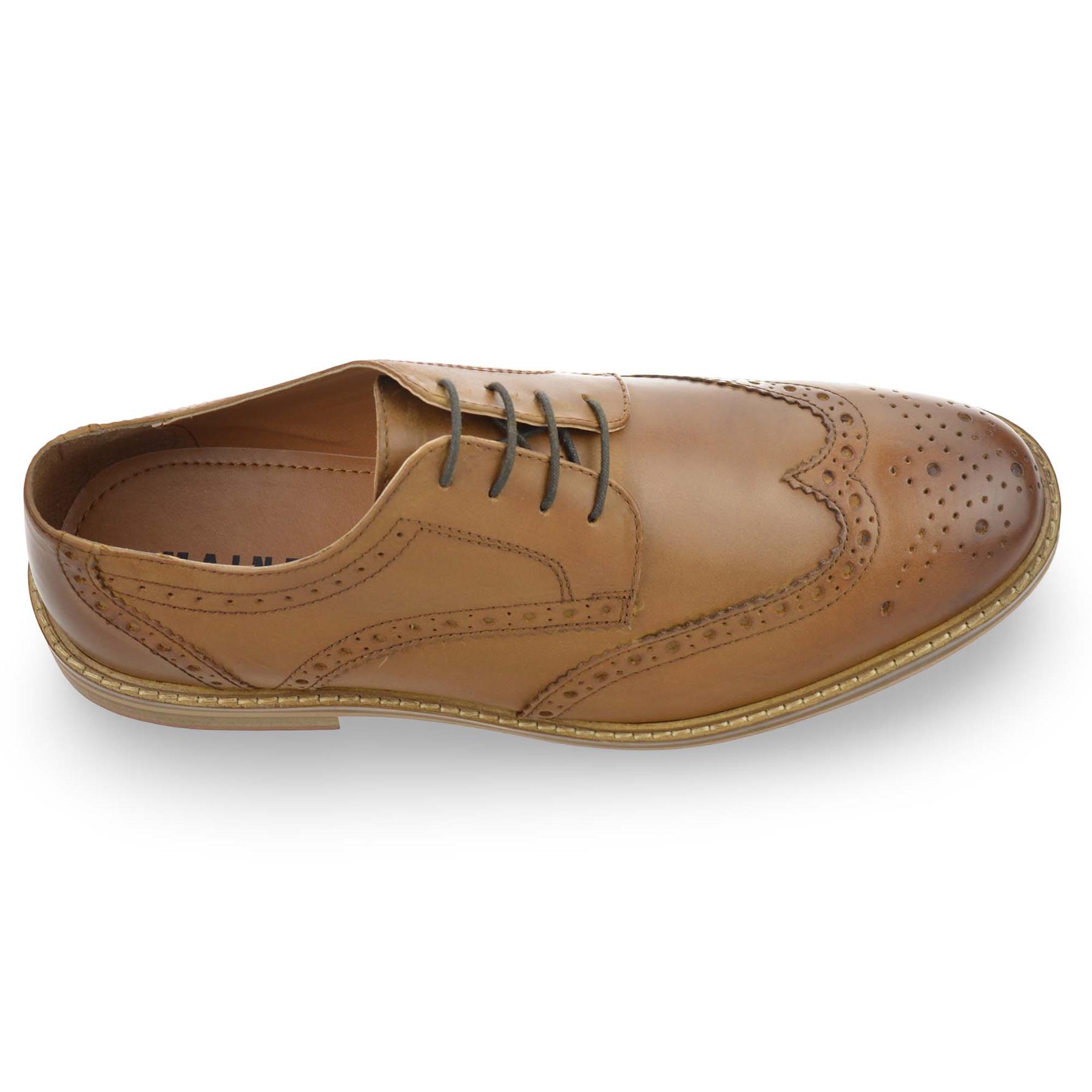 Mens Leather Brogue Shoes Smart Casual Lace Up Work Office Formal Brogues Size - Picture 18 of 27