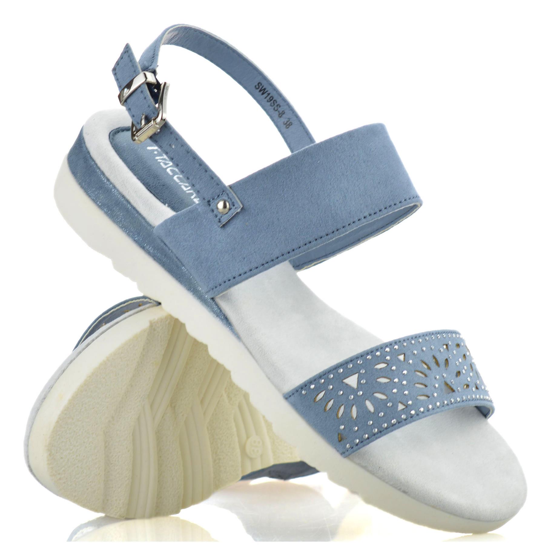 Sandalias informales de verano para mujer con tacón medio de cuña de espuma viscoelástica con honda trasera talla - Imagen 16 de 16