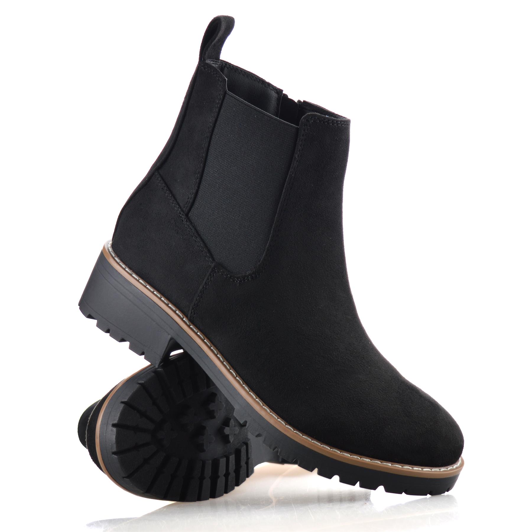 Damas Mujeres Tacón Medio Bloque Cremallera Caminar Chelsea Motociclista Botines Zapatos Talla - Imagen 18 de 25
