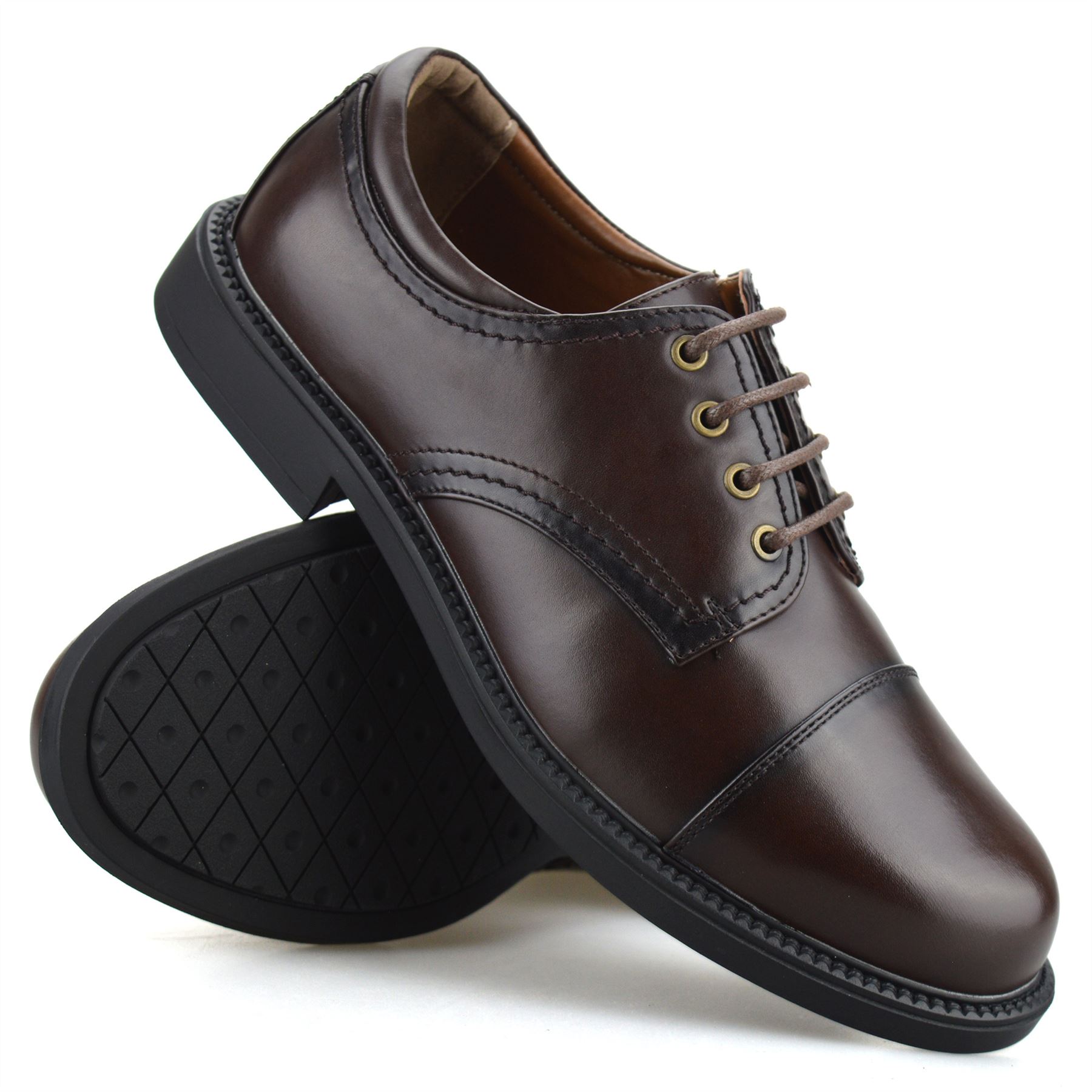 Mens Smart Formal Lace Up Work Office School Toe Cap Casual Oxford Shoes Size