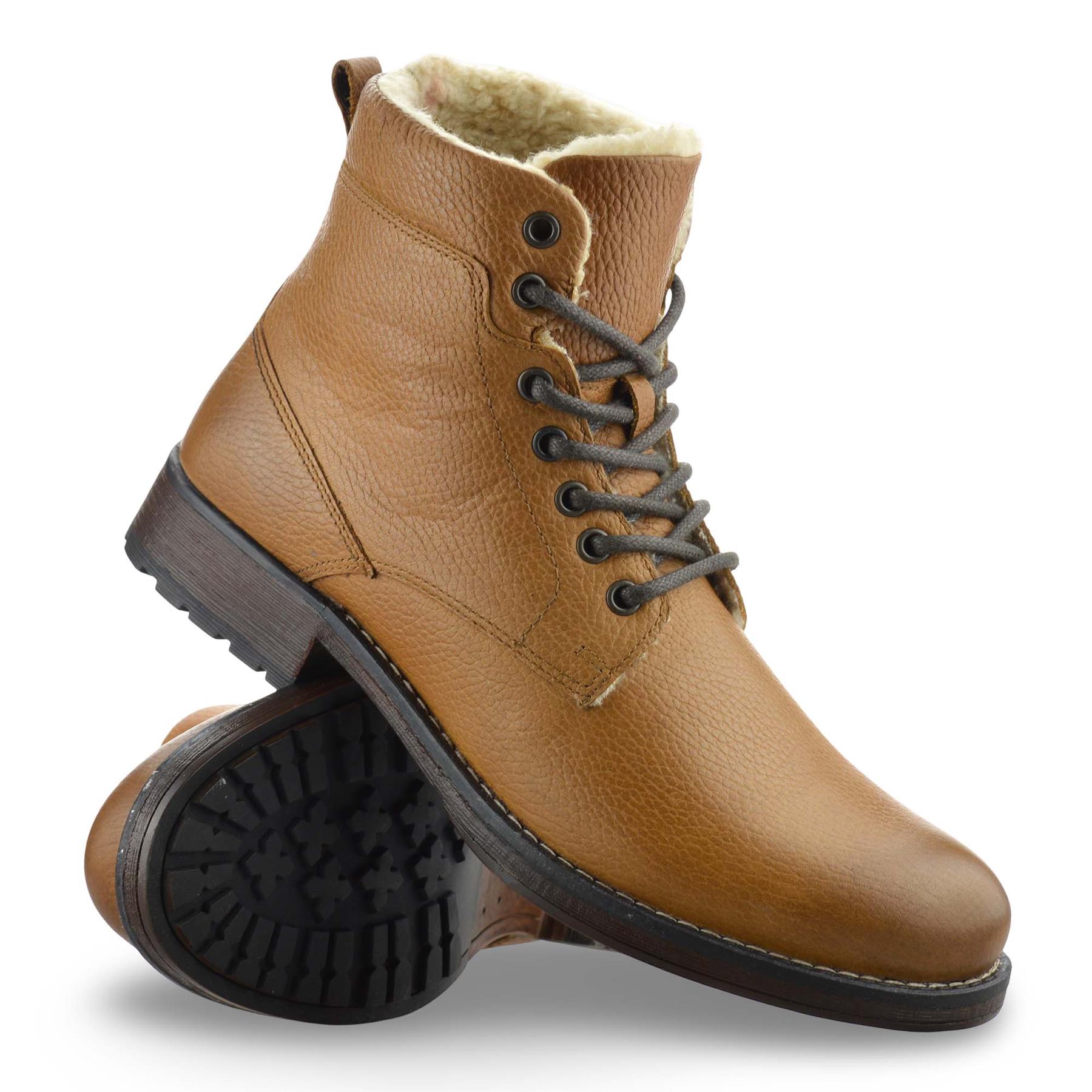 Mens Leather Military Combat Lace Up Walking Work Ankle Biker Boots Shoes Size - Picture 9 of 16