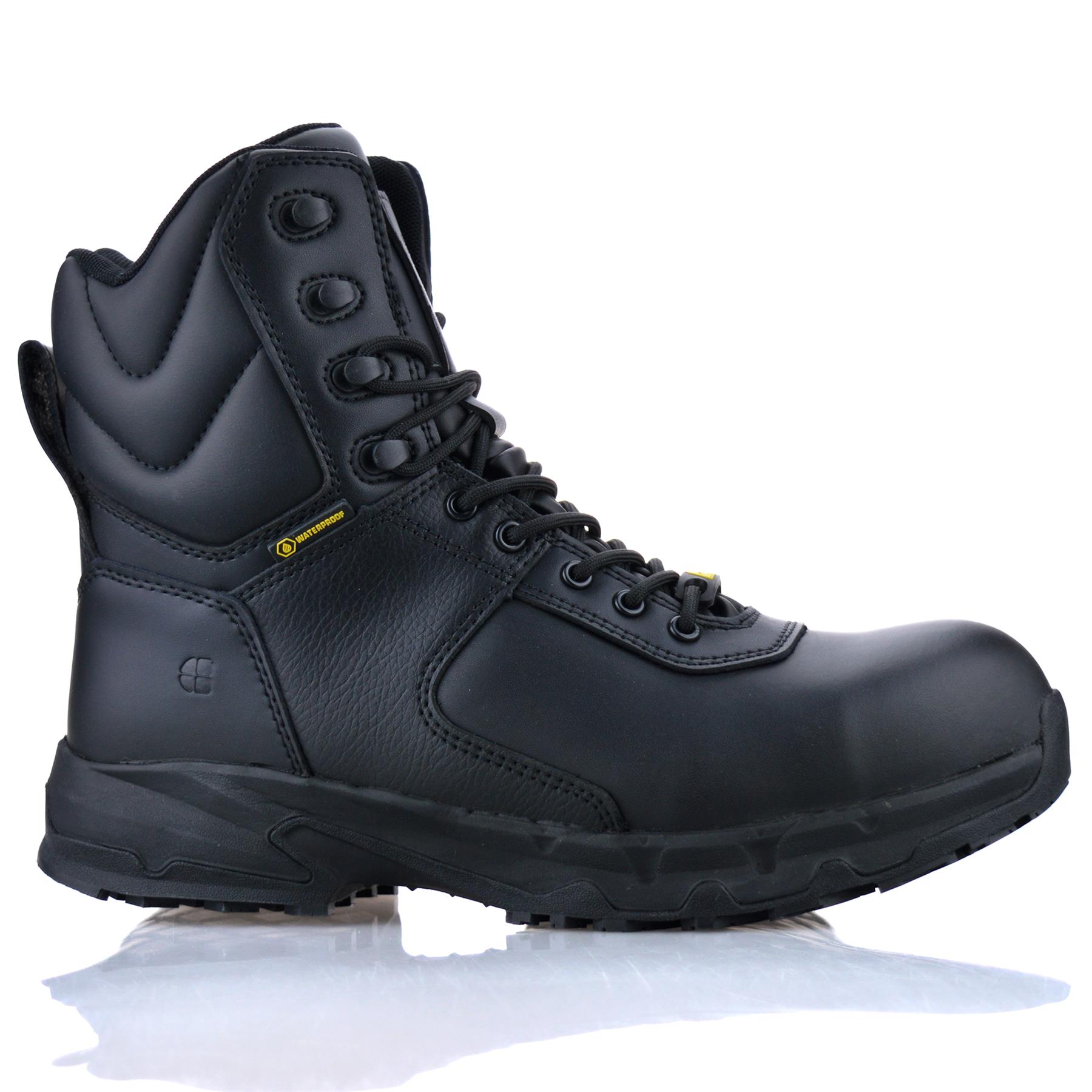 Mens Leather Zip Up Army Combat Safety Steel Toe Cap Work Ankle