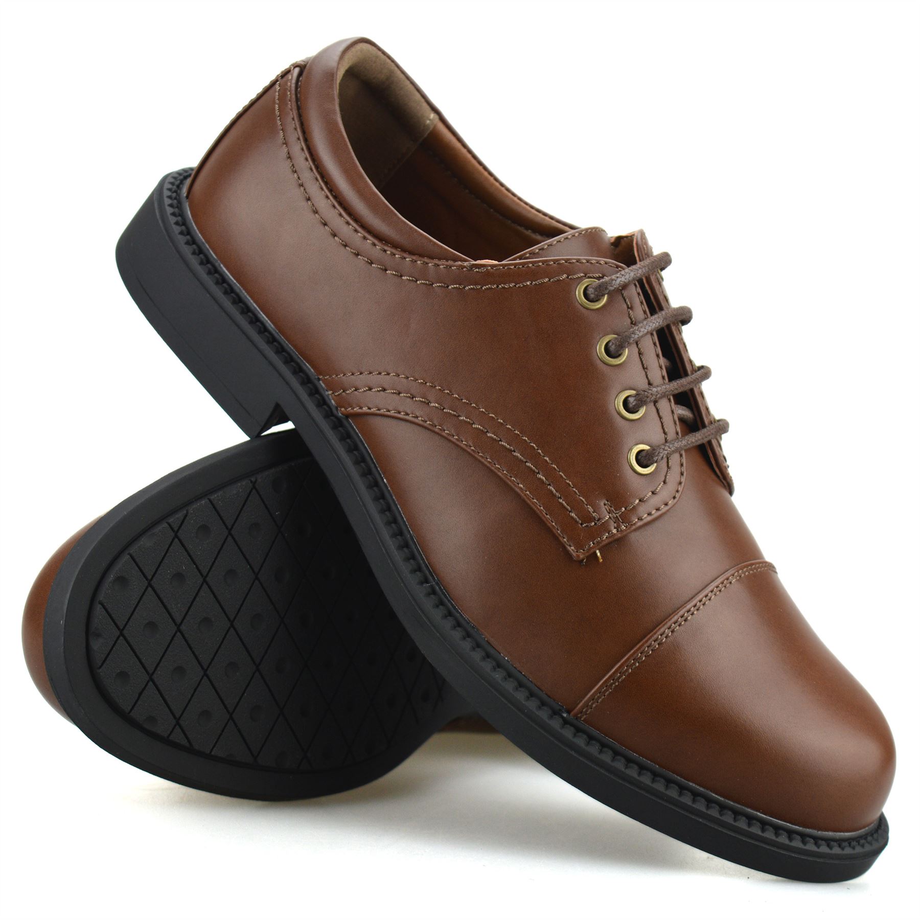 Mens Smart Formal Lace Up Work Office School Toe Cap Casual Oxford Shoes Size