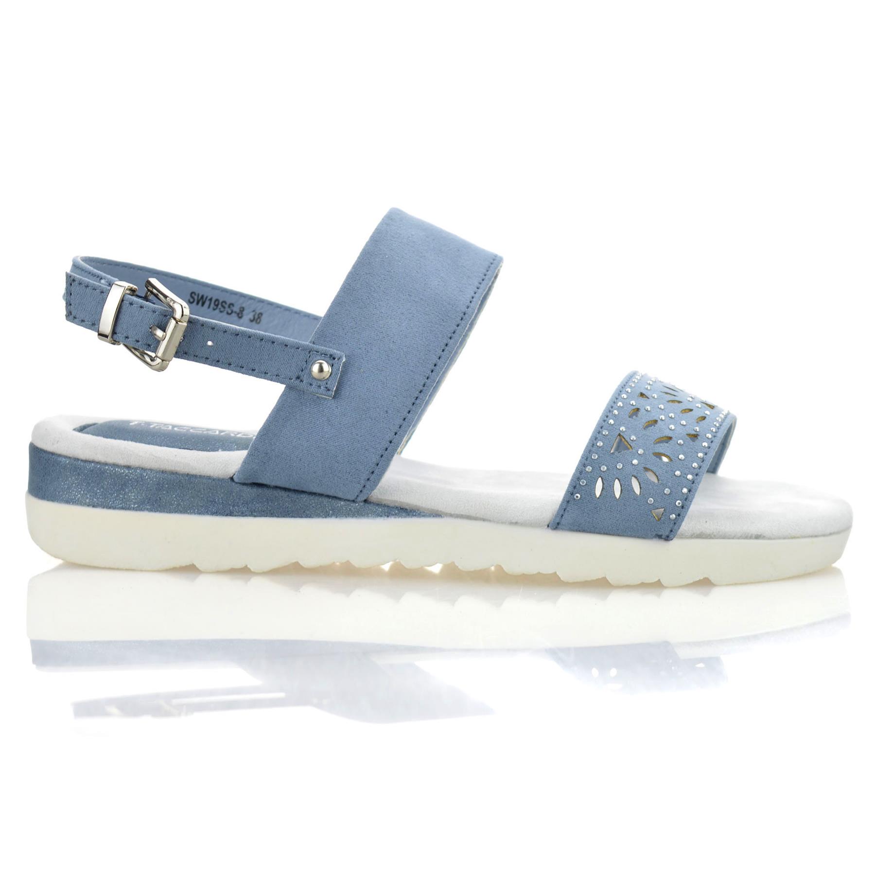 Sandalias informales de verano para mujer con tacón medio de cuña de espuma viscoelástica con honda trasera talla - Imagen 11 de 16