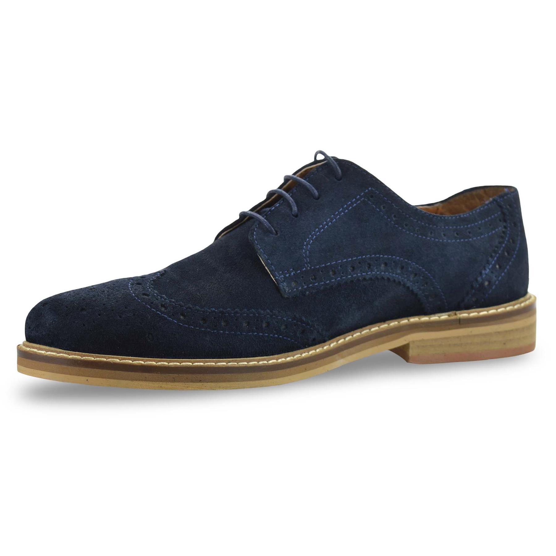 Mens Leather Brogue Shoes Smart Casual Lace Up Work Office Formal Brogues Size - Picture 24 of 27