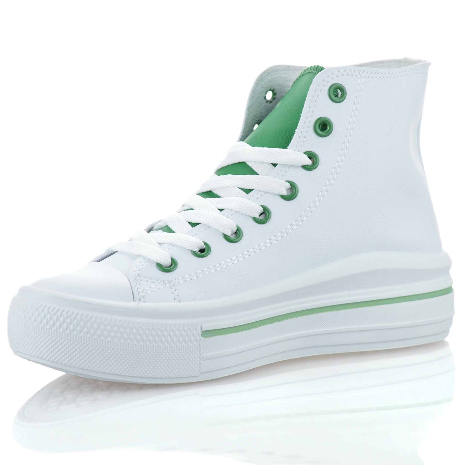 Ladies Womens Casual Hi Top Faux Leather Walking Gym Sports Trainers Shoes Size - Picture 22 of 32
