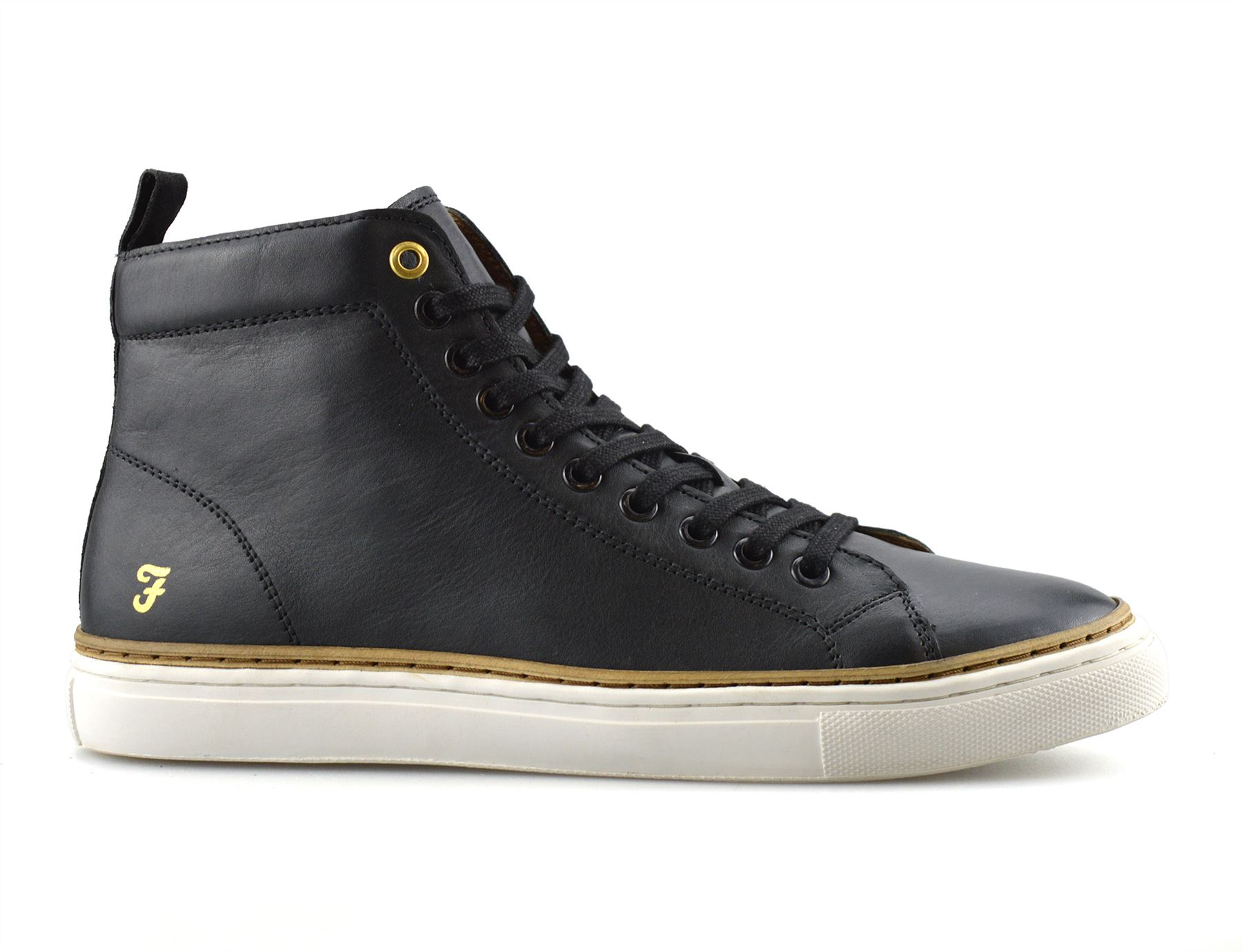 Mens Farah Berry Designer Leather Hi Top Lace Up Ankle Boots Trainers