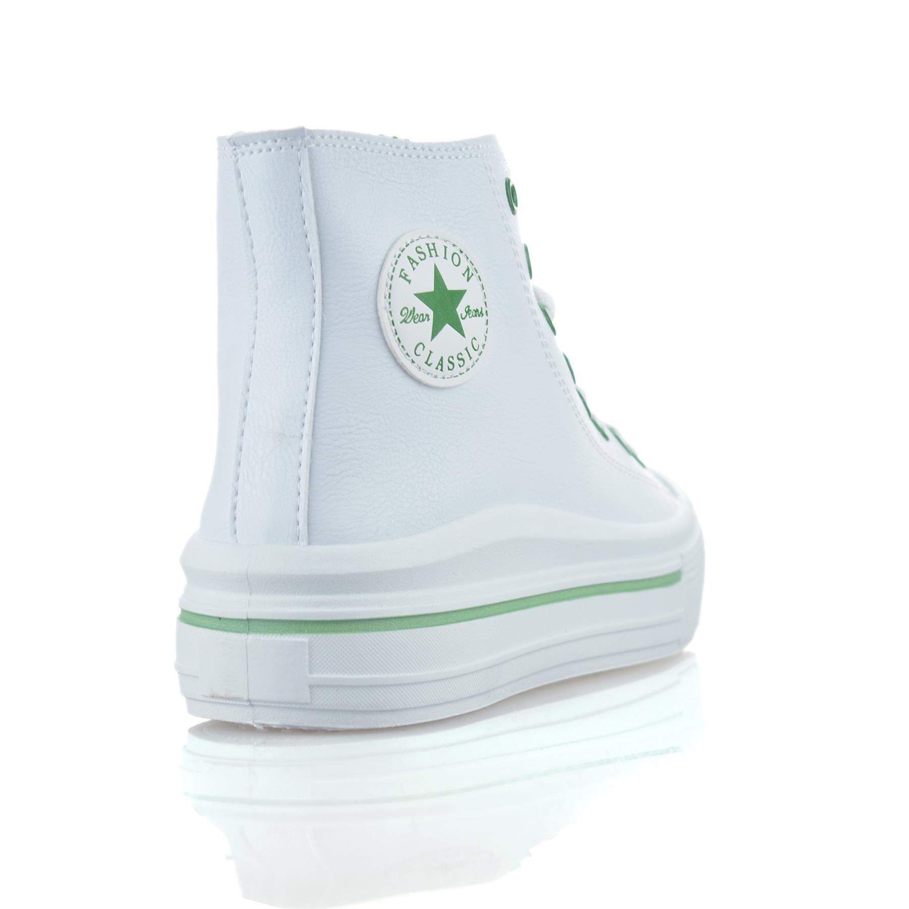 Ladies Womens Casual Hi Top Faux Leather Walking Gym Sports Trainers Shoes Size - Picture 21 of 32