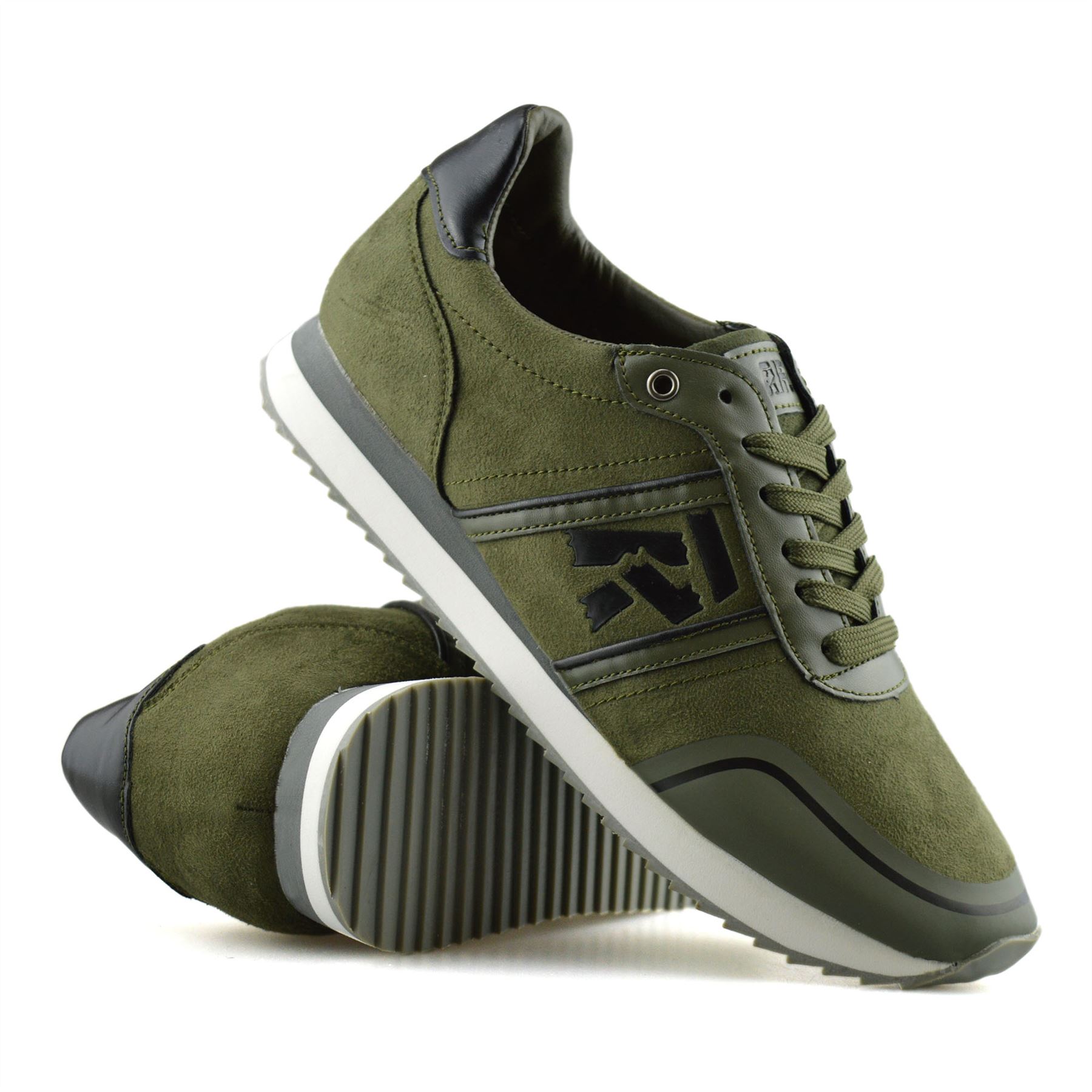 Mens Casual Lace Up Faux Suede Walking Running Sports Gym Trainers