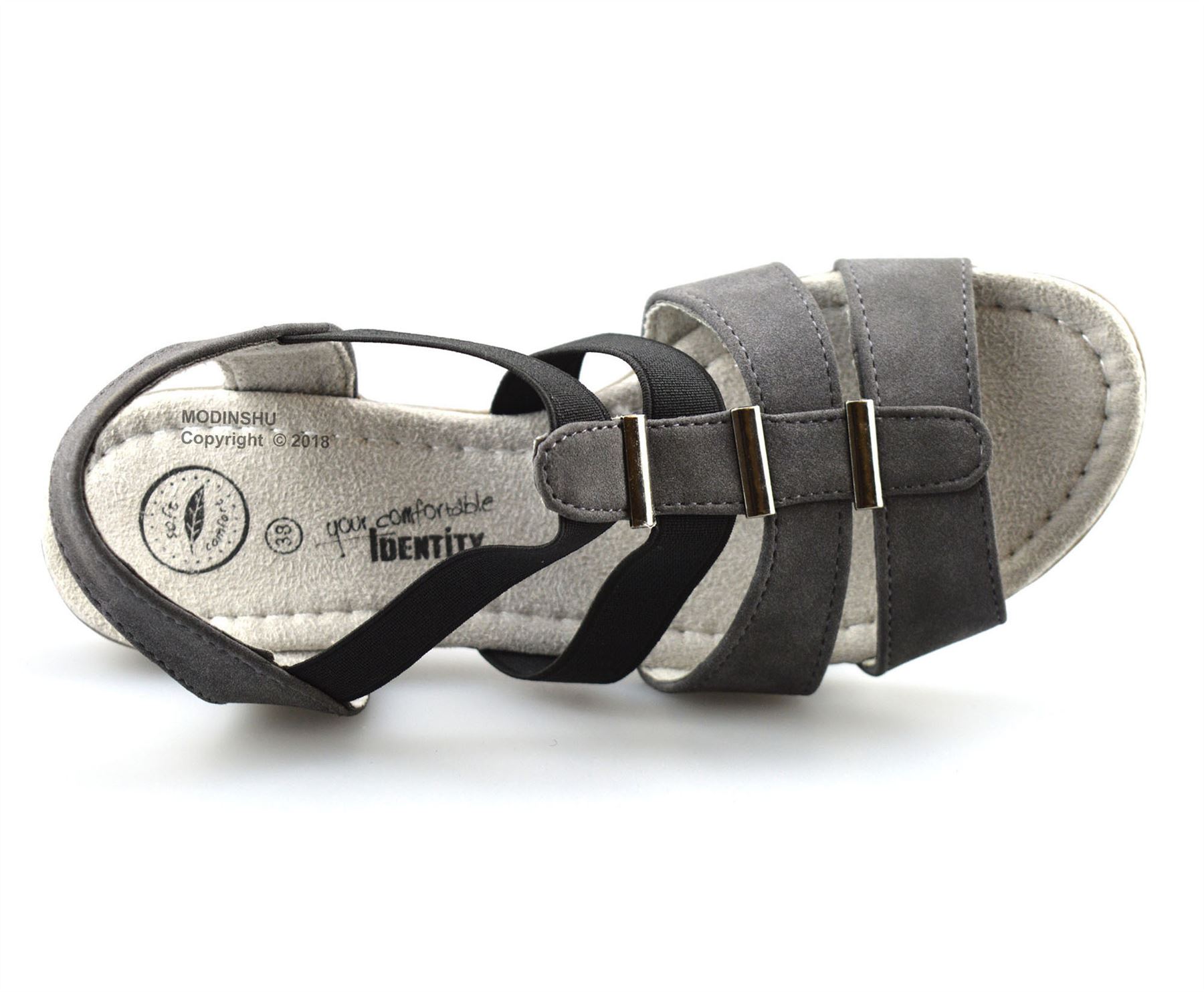 Sandalias de tacón de cuña planas bajas sin cordones informales de verano para damas y mujeres Zapatos Talla - Imagen 10 de 10