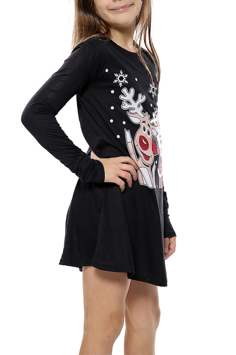 Kinder Mädchen Weihnachten Xmas Rundhals Weihnachtsmann Kostüm CandyStick Swing Kleid - Bild 47 von 64