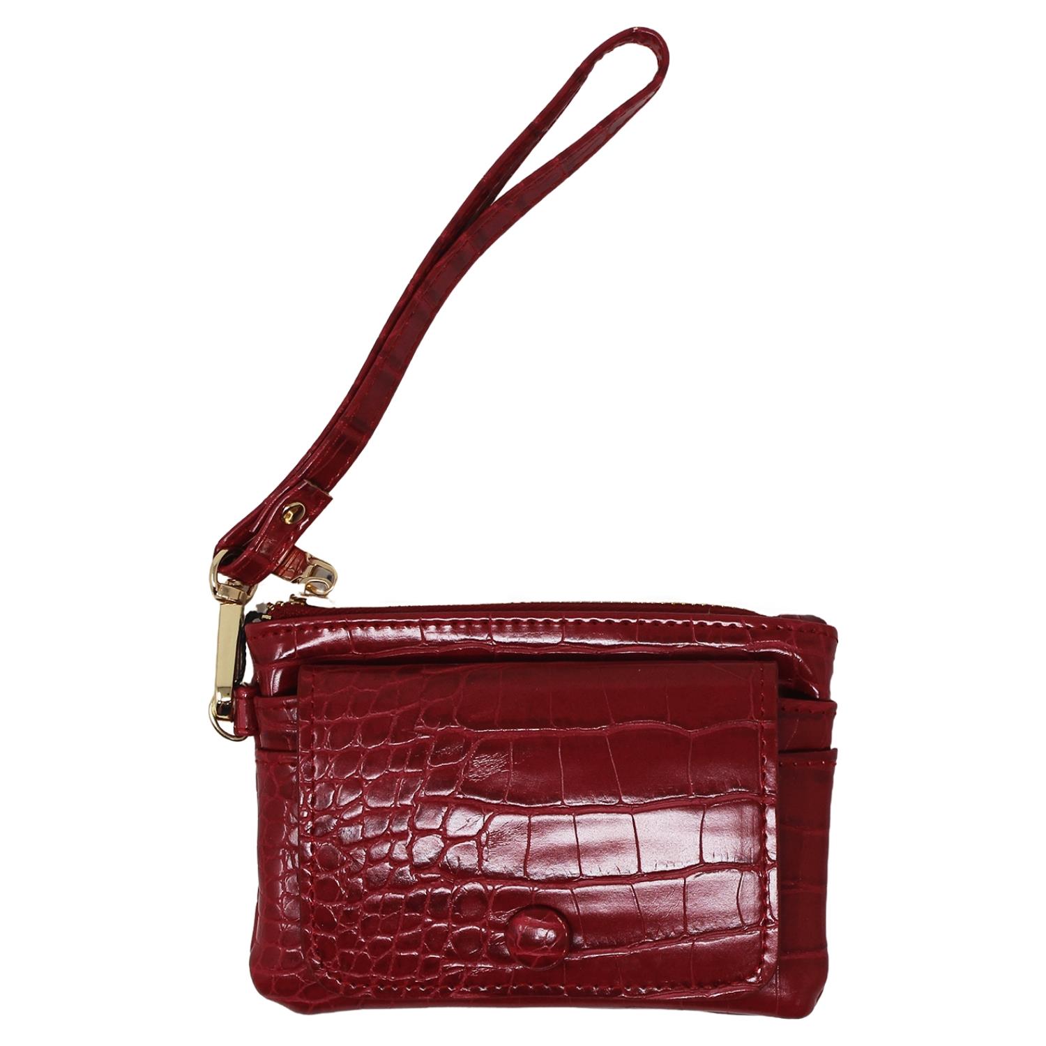 Stylish Womens Zipped Card Holder Pouch with Hand Strap Durable Everyday Wallet - Picture 23 of 29