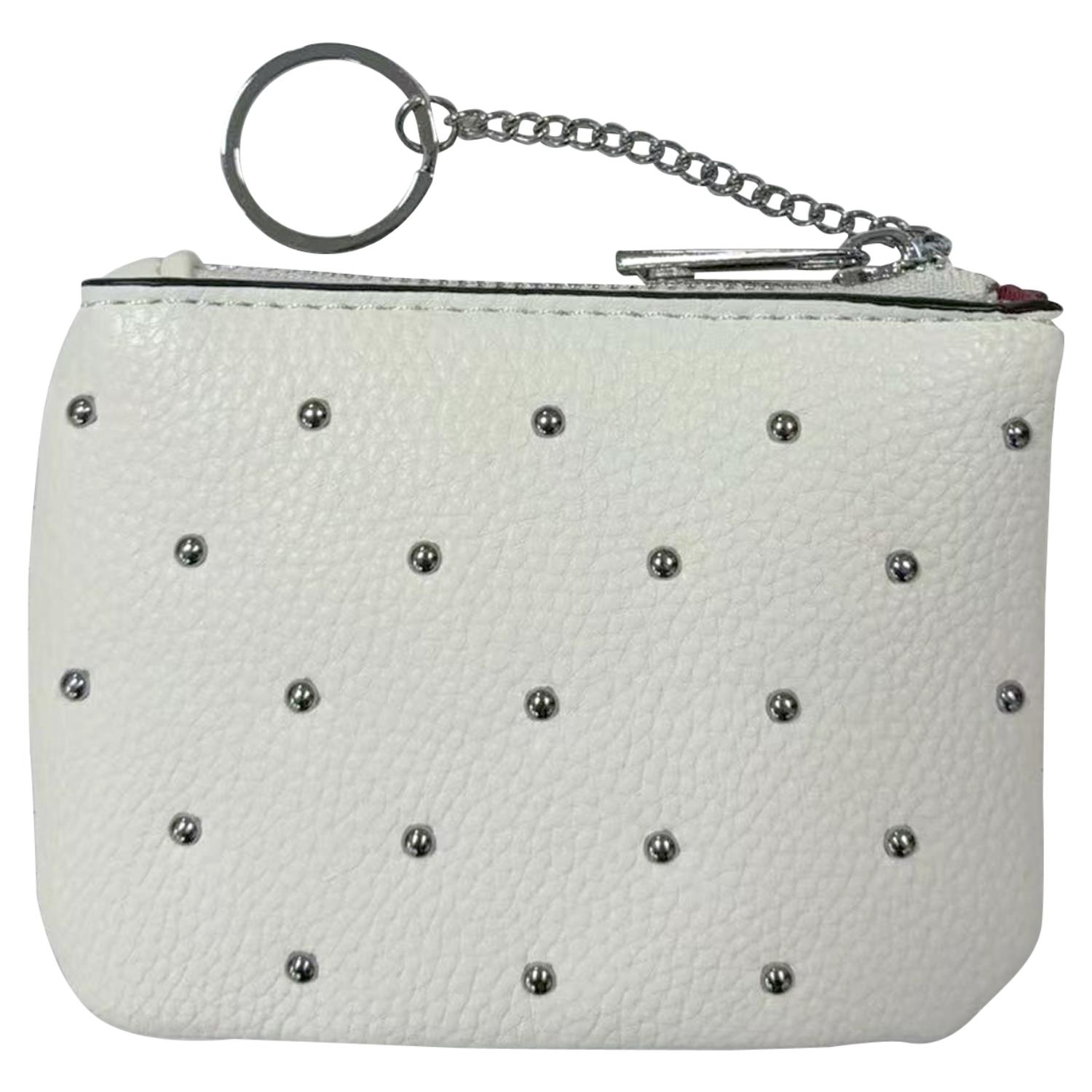 Trendy Studded PU Leather Coin Purse Small Wallet with Zip Closure and Keychain - Picture 18 of 19