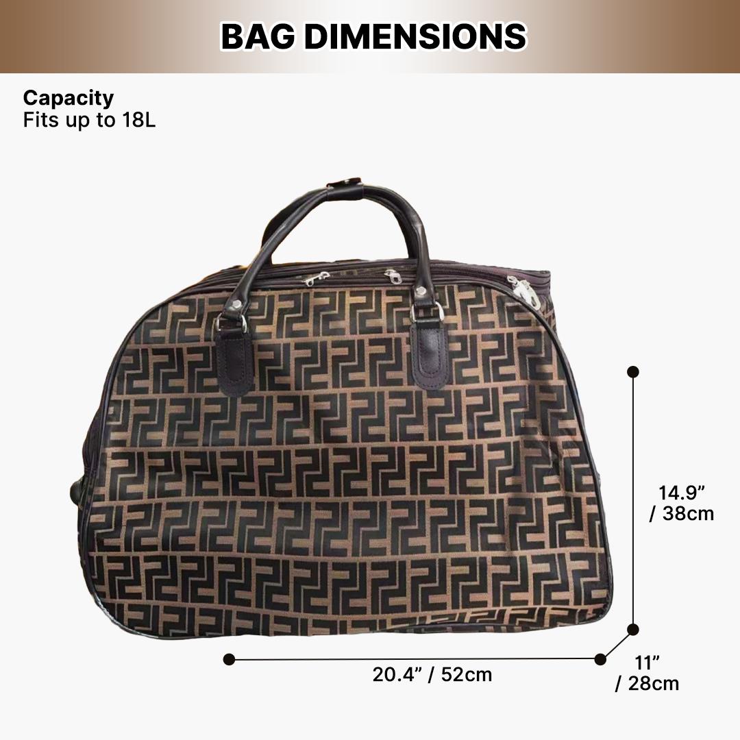 Ladies Wheeled Duffel Bag Geo Print Travel Holdall with Haul Handles - Picture 9 of 13