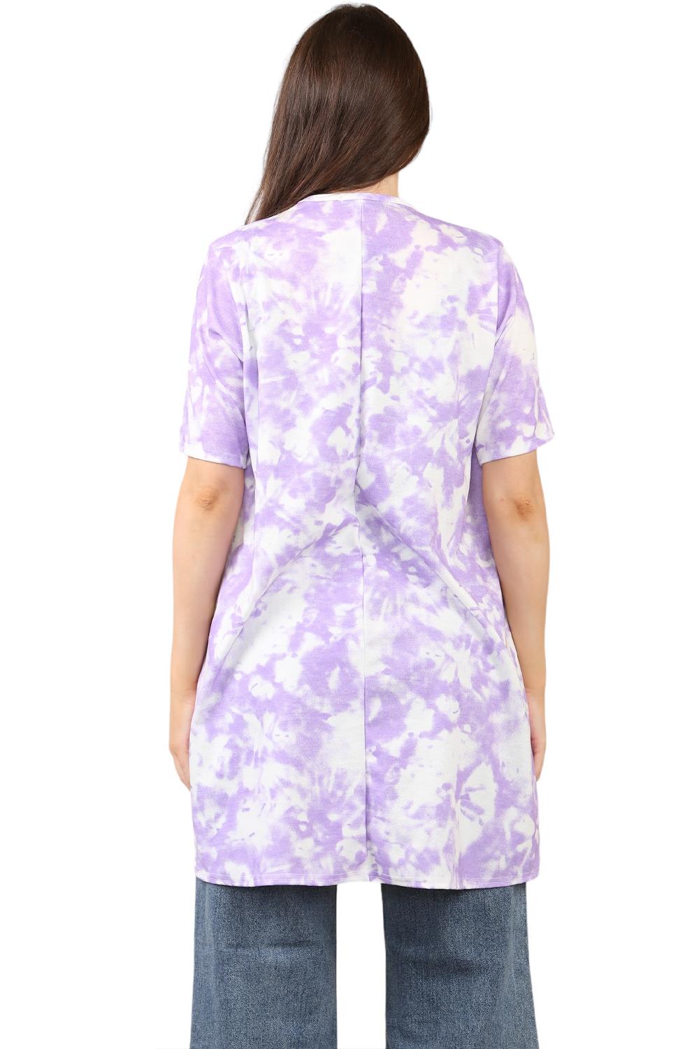 Womens Ladies V-Neck Short Sleeve Long Swing High Low Dipped Hem T-Shirt Top - Picture 30 of 40
