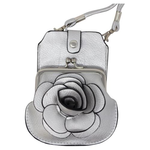 Womens Camellia Phone And Coin Pouch Mini Crossbody Shoulder Handbag Purse - Picture 34 of 37