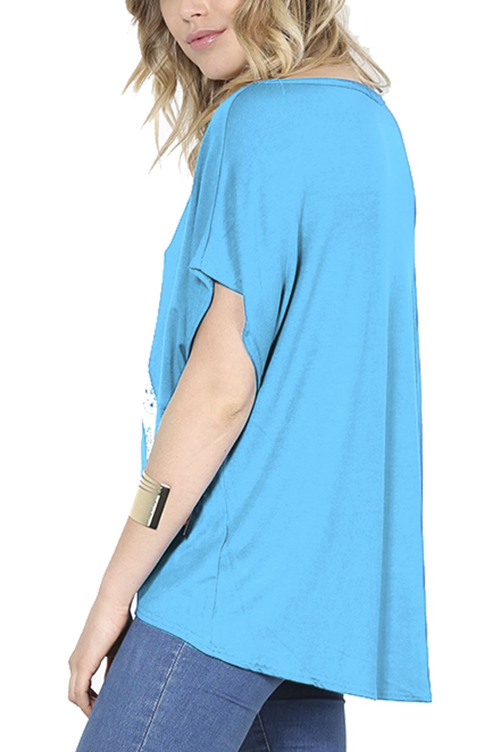 Ladies Los Angeles Off Shoulder Bardot Baggy T Shirt Women Batwing Lagenlook Top - Picture 30 of 65