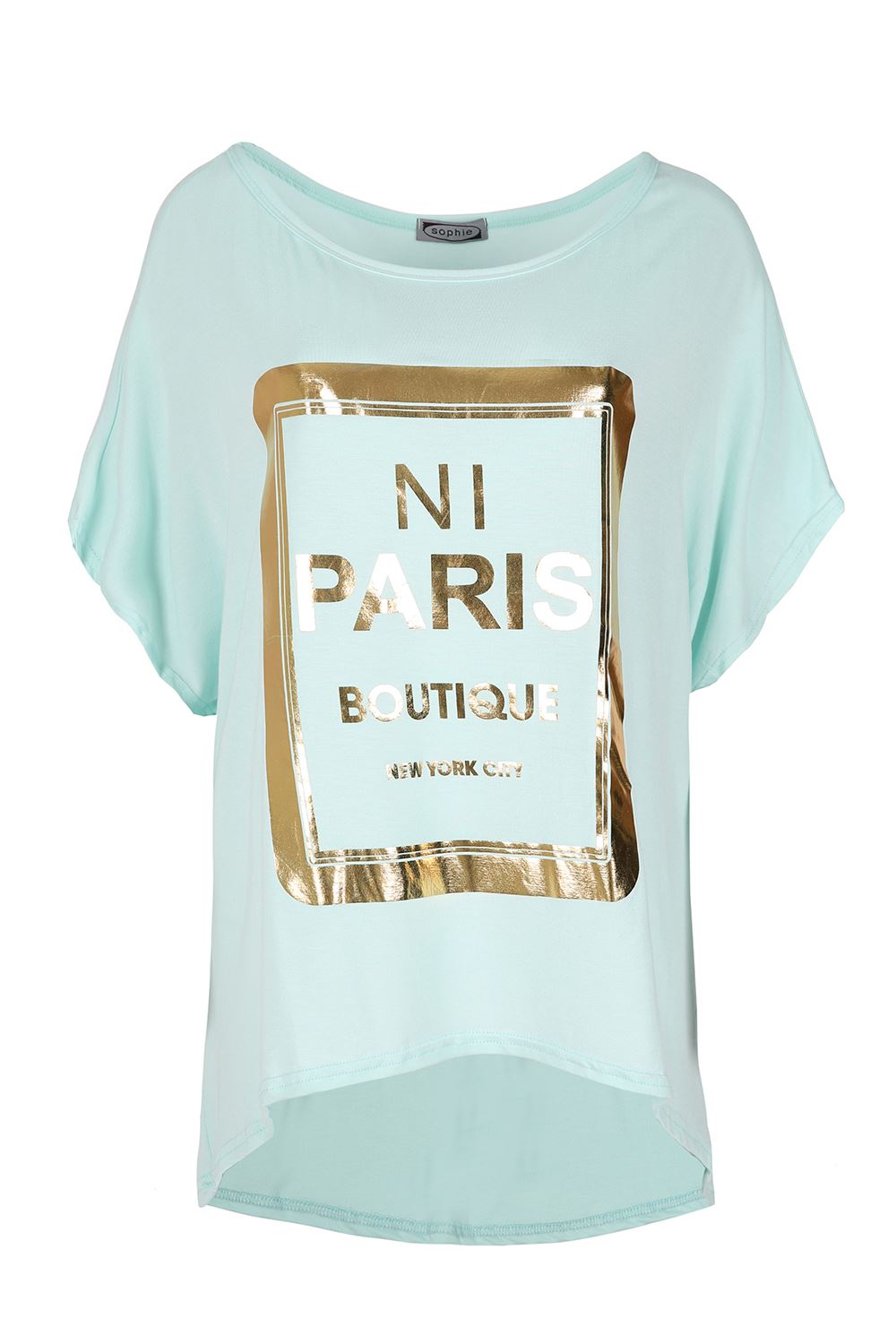 Ladies Womens PARIS 76 Printed Oversized Baggy Lagenlook Off Shoulder Tshirt Top - Picture 6 of 61