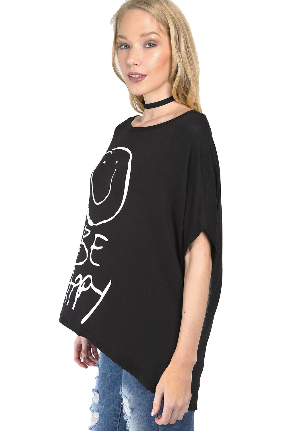 Ladies Los Angeles Off Shoulder Bardot Baggy T Shirt Women Batwing Lagenlook Top - Picture 56 of 65