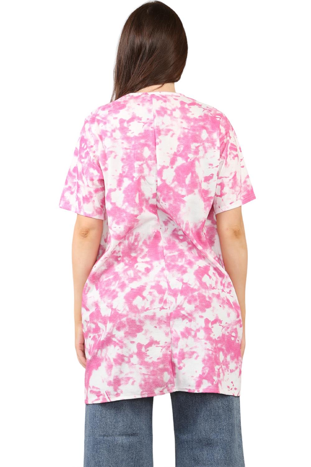 Womens Ladies V-Neck Short Sleeve Long Swing High Low Dipped Hem T-Shirt Top - Picture 27 of 40