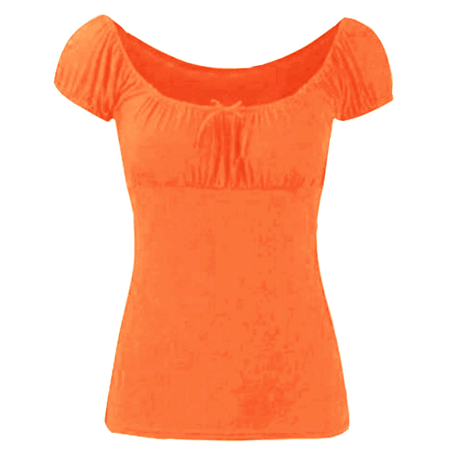 Womens Ladies Off Shoulder Gypsy Tie Ribbon Bardot Ruched Tops Uk Plus Size 8-22 - Picture 17 of 21