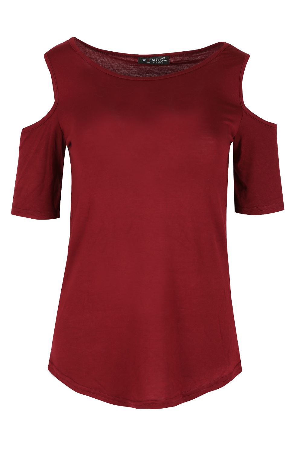 Plus Size Women Ladies Plain Baggy Oversize Cold Shoulder Curved Hem T-Shirt Top - Picture 4 of 11
