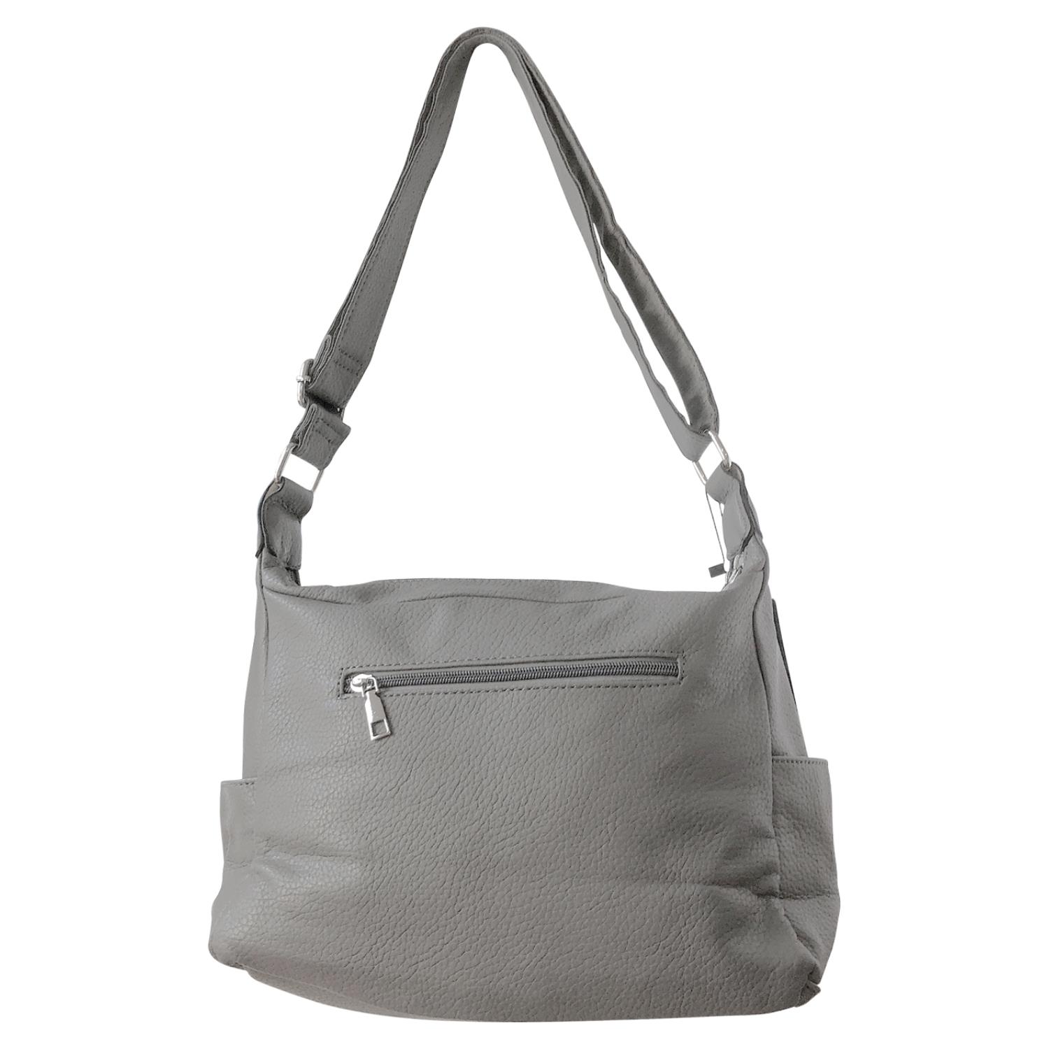 Ladies Tan Handbag Faux Leather Shoulder Bag with Multi Compartments & Strap - Picture 23 of 30