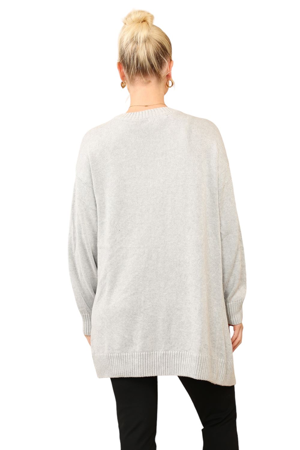 Women Knitted Oversized Open Front Long Sleeve Ladies Long Mini Length Cardigan - Picture 4 of 7