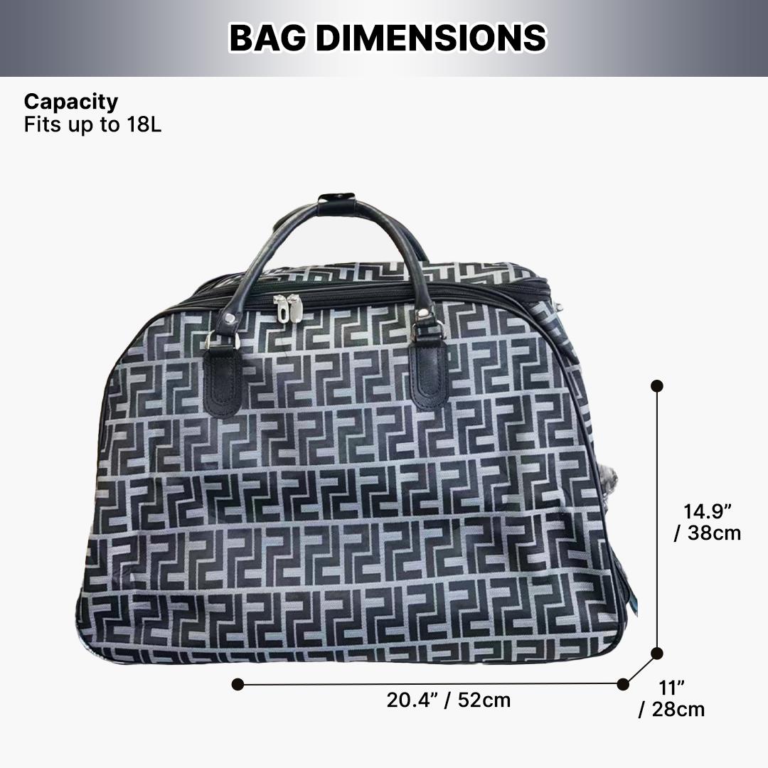 Ladies Wheeled Duffel Bag Geo Print Travel Holdall with Haul Handles - Picture 13 of 13