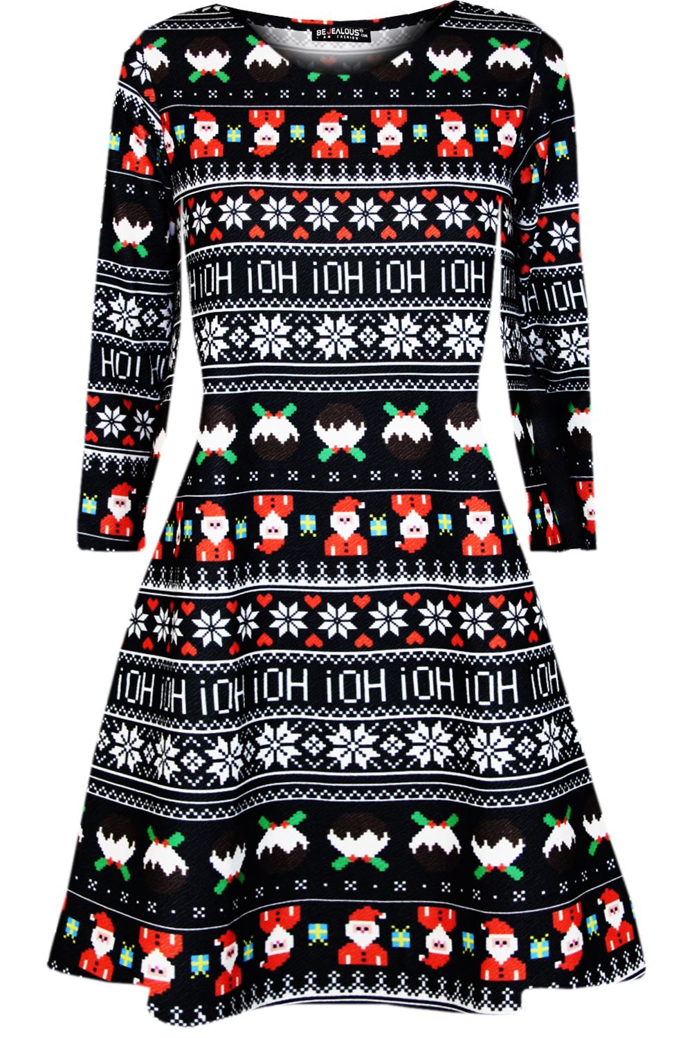 Kids Girls Christmas Xmas Pudding Reindeer Santa Owl Scarf Reindeer Swing Dress - Picture 17 of 44