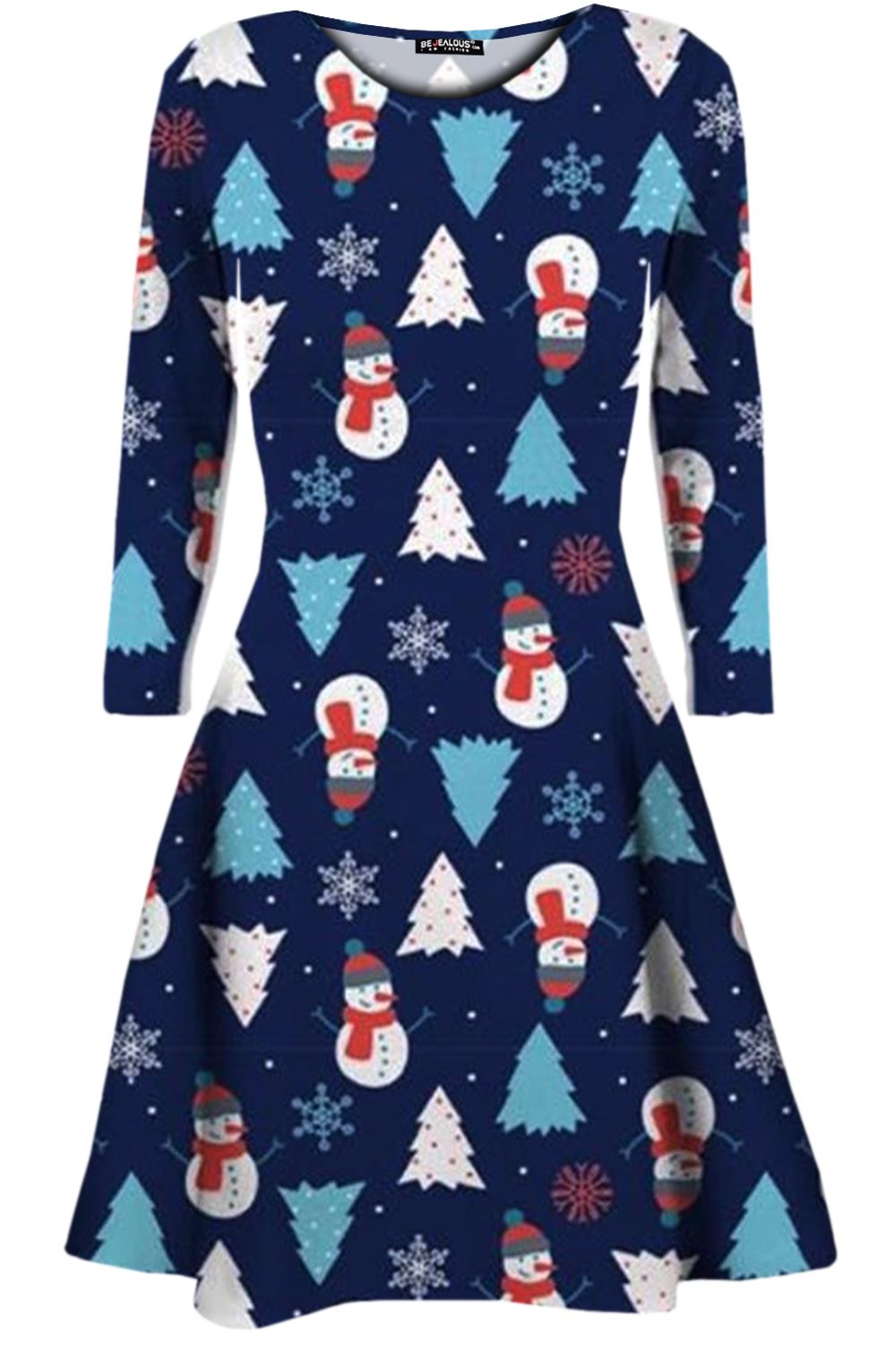 Kids Girls Christmas Xmas Pudding Reindeer Santa Owl Scarf Reindeer Swing Dress - Picture 26 of 44