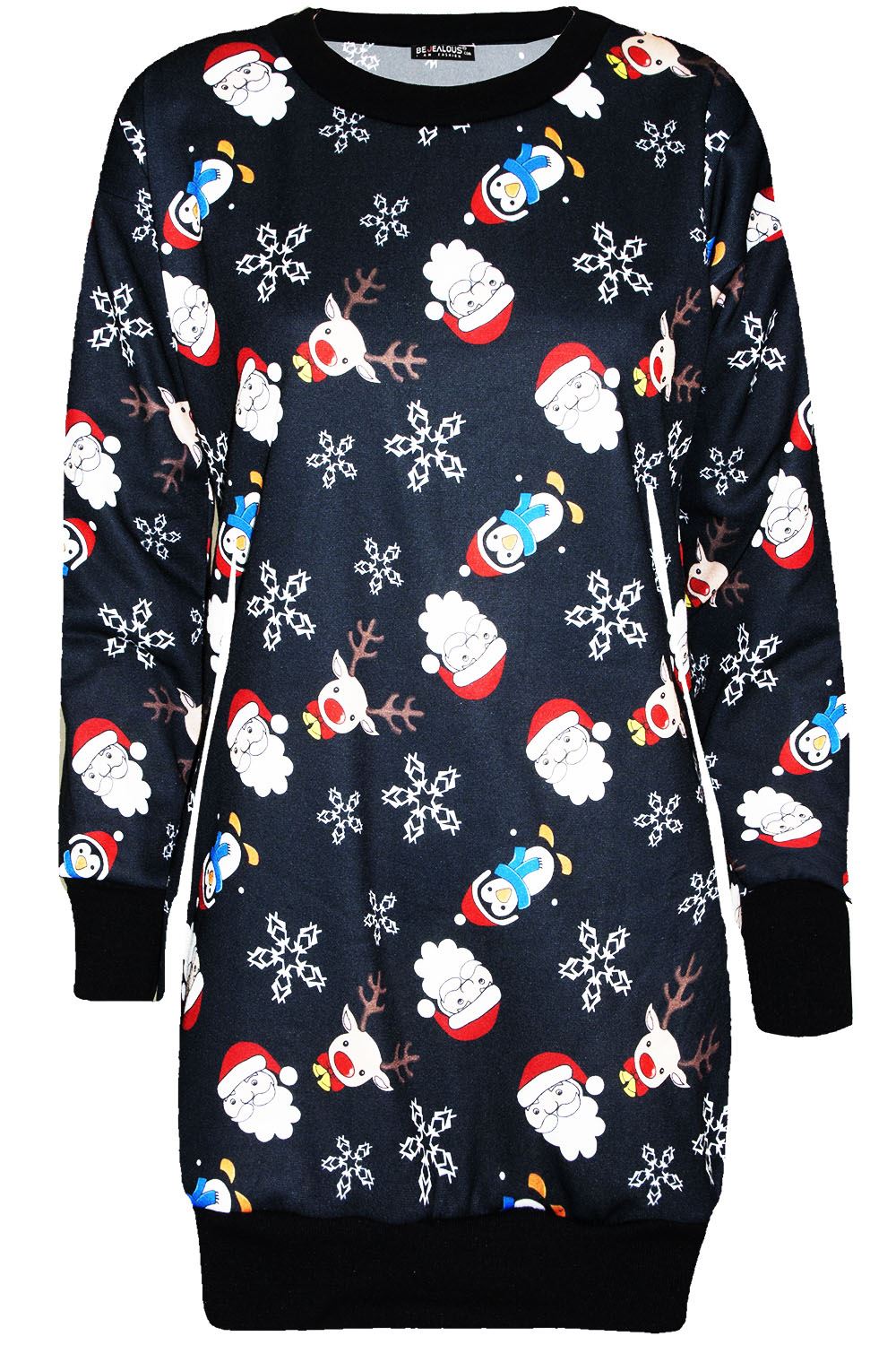 Womens Ladies Christmas Santa Fleece Elf Reindeer Tunic Long Xmas Jumper Dress - Picture 9 of 38