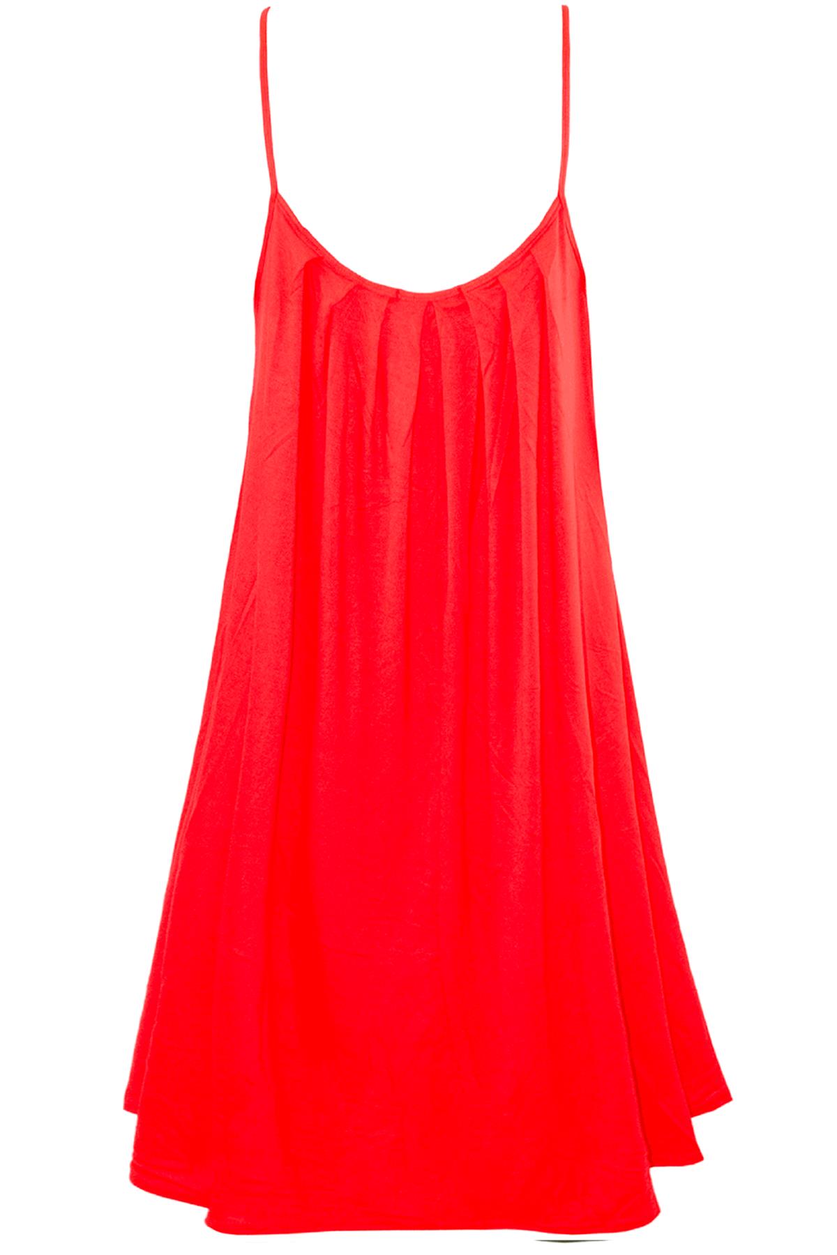Ladies Sleeveless Camisole Womens Floaty Flare Strappy Skater Swing Dress - Picture 35 of 55