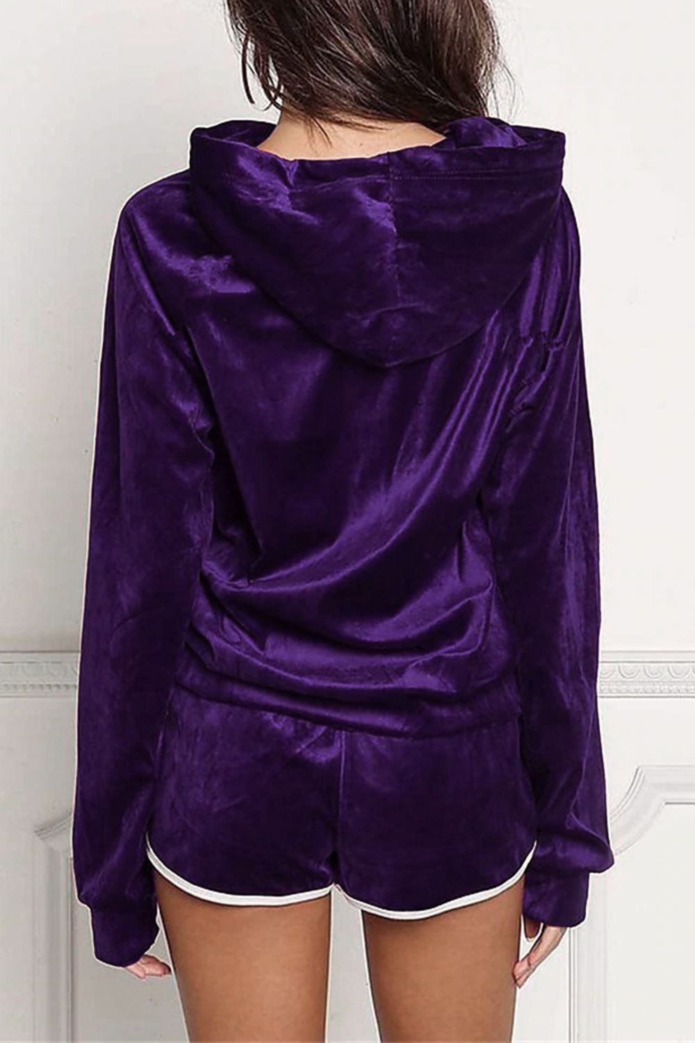 Womens Ladies Loungewear Tracksuit Hoodies Crushed Velvet Velour Shorts