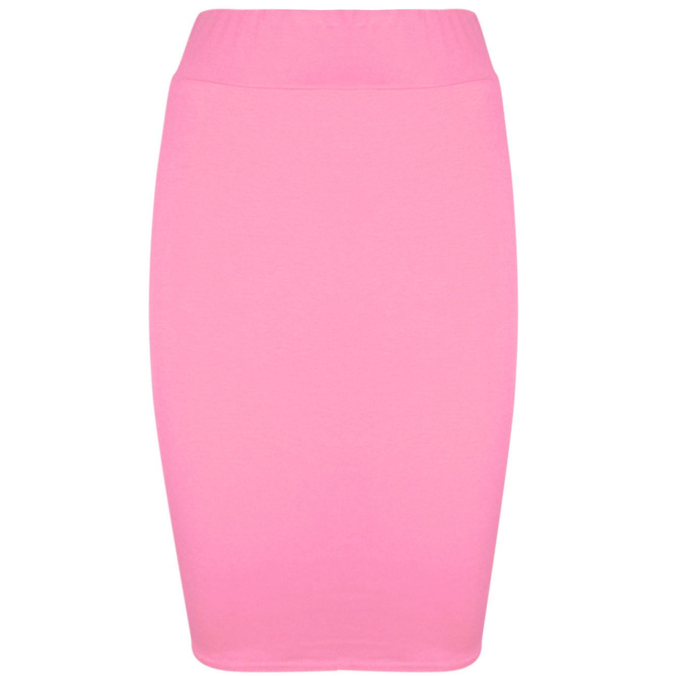 Ladies Women Jersey Stretchy Pencil Plain Elastic Office Bodycon Skirt Plus Size - Picture 18 of 64