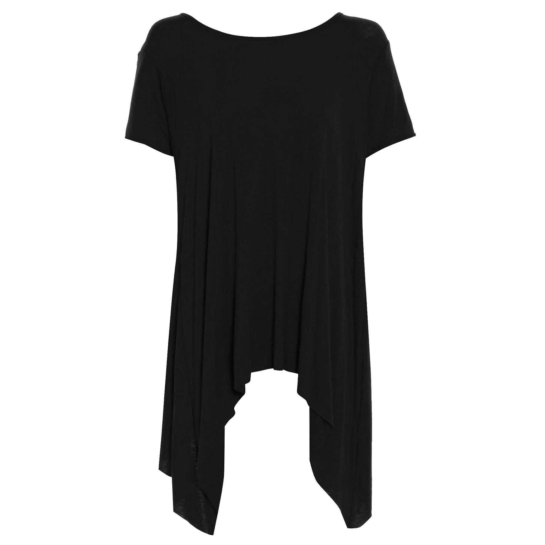 Womens Ladies Plain Flared Waterfall Swing Hanky Hem Long Top Dress Plus Size - Picture 15 of 28