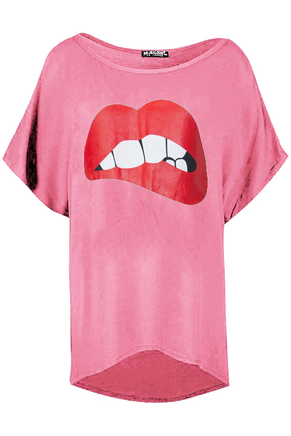 Womens Ladies Scoop Neck Batwing Short Sleeve LOVE High Low Baggy T Shirt Top - Picture 53 of 55