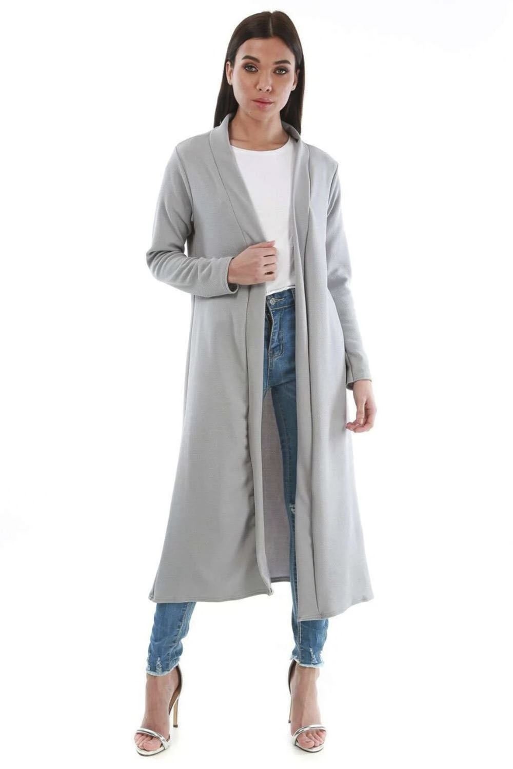 Plain Band Full Sleeves Oversize Baggy Open Front Duster Womens Cardigan - Picture 43 of 51
