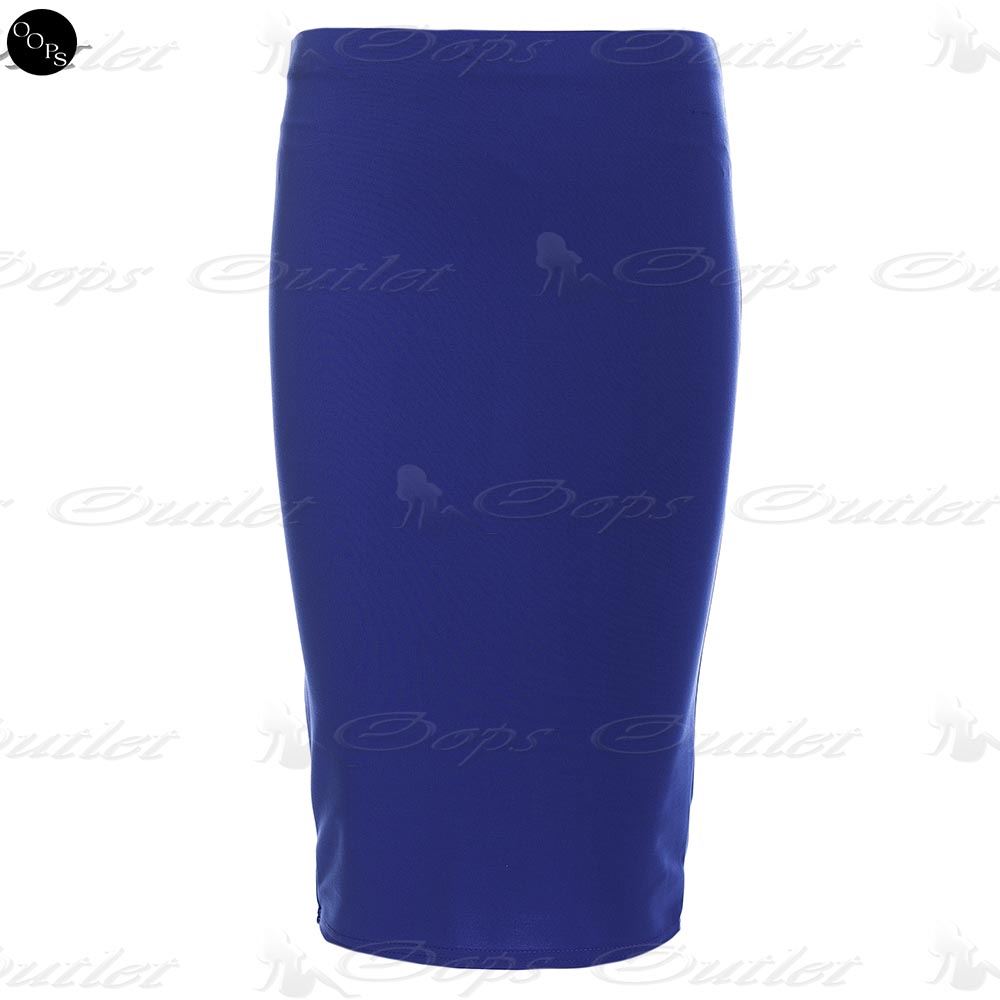 Ladies Women Jersey Stretchy Pencil Plain Elastic Office Bodycon Skirt Plus Size - Picture 57 of 64