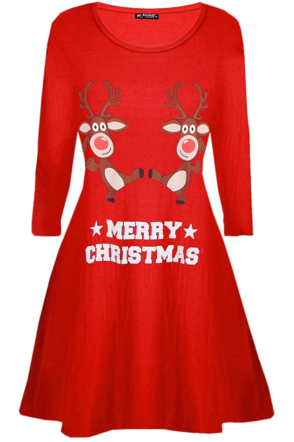 New Womens Ladies Xmas Santa Costume Candy Belted Ribbon Swing Flared Mini Dress - Picture 10 of 43