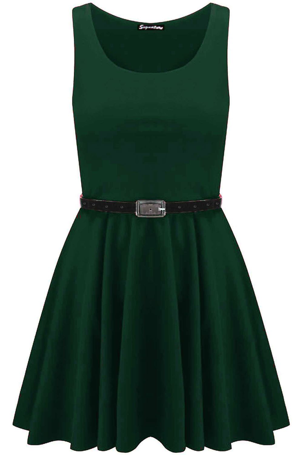 Womens Sleeveless Flared Franki Party Ladies Plus Size Skater Dress Top 16-26 - Picture 28 of 35