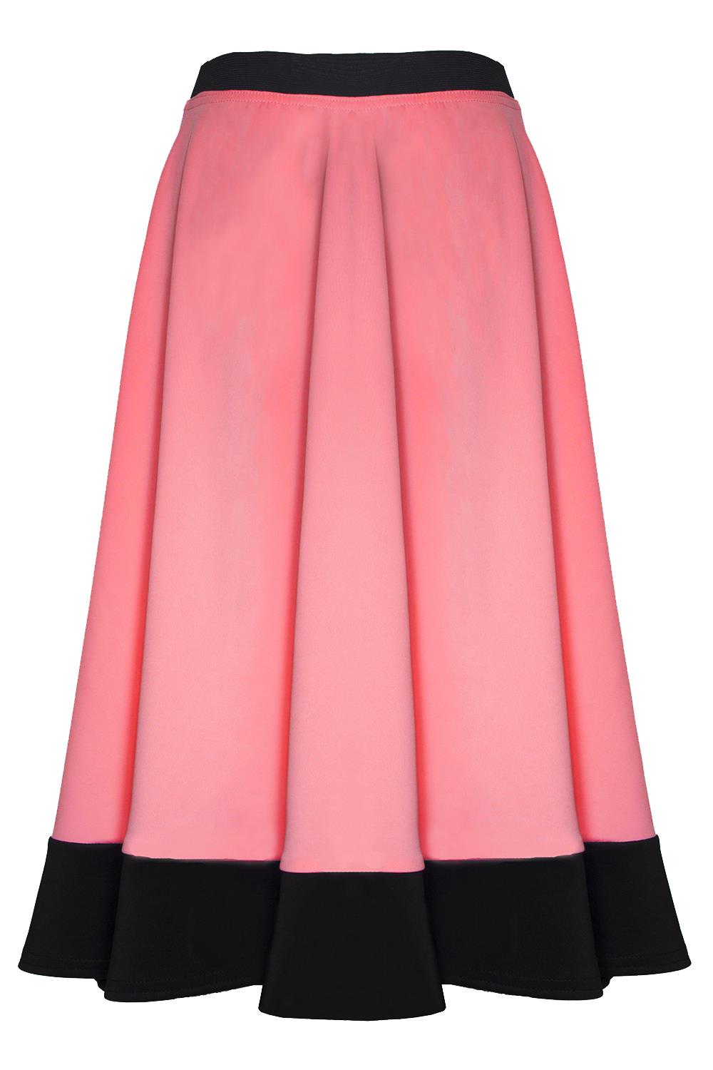 Ladies Womens Stretch Flared Scuba Long Skater Swing Panel Midi Skirt Plus Size - Picture 6 of 21