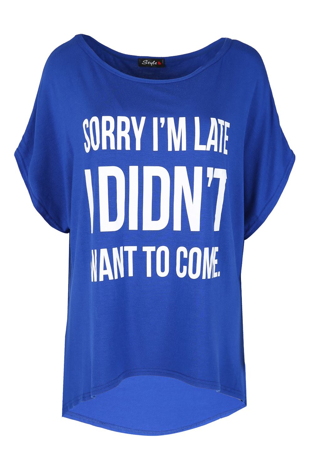 Womens Ladies Scoop Neck Batwing Short Sleeve LOVE High Low Baggy T Shirt Top - Picture 12 of 55