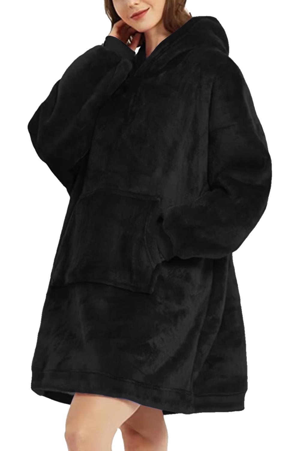 Ladies Womens Fluffy Faux Fur Fleece Pockets Long Sleeve Oversized Jumper Dress - Picture 37 of 65